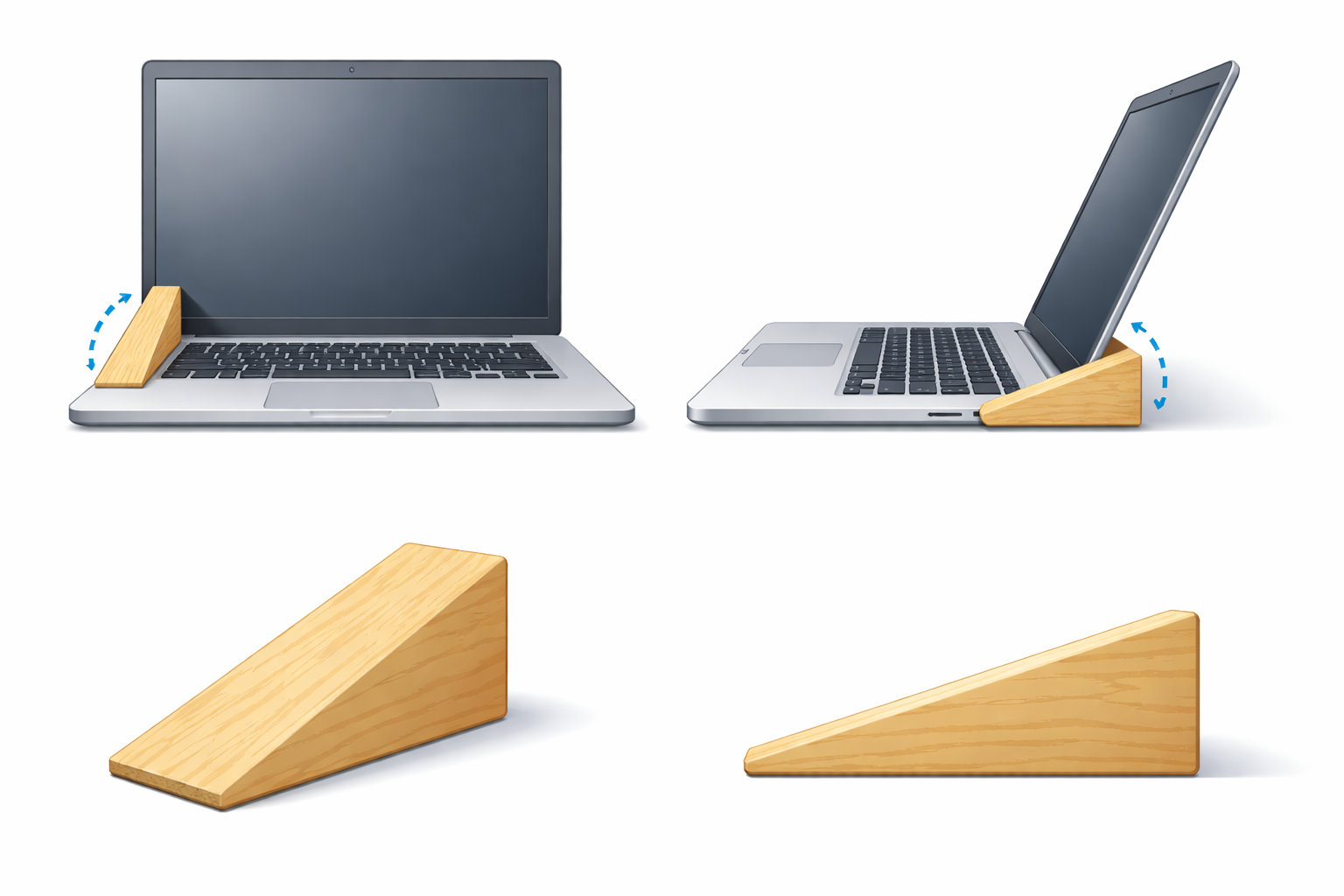 Laptop2Server wedge product diagrams: laptop and wedge views
